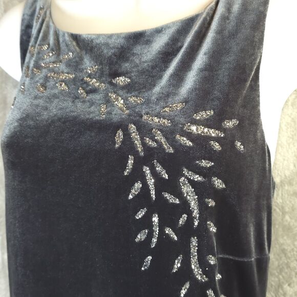 Arianna by Rachel Kaye Gray Velvet Glitter Maxi Dress 90s Y2K Formal Glam Sz 10 - Picture 3 of 9